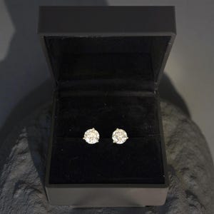 2 CTW Certified Lab Grown Diamond Stud Earrings | 14K Gold Round Studs | 1 CT Each