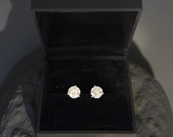2 CTW Certified Lab Grown Diamond Stud Earrings | 14K Gold Round Studs | 1 CT Each