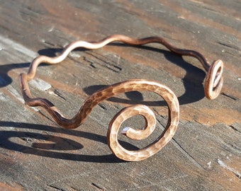 Pure Copper Bangle with Spiral Ends