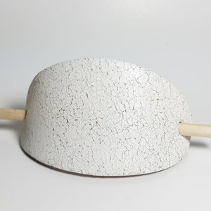 Plain White Barrette with Wooden Stick