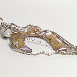 Silver Wire Brooch with Dried Flowers