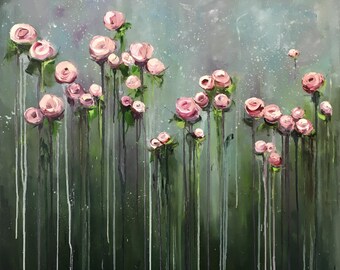 Big Flowers Art Work, Original Large Oil Painting, Handmade Painting, Canvas Art, Original, Hand Paint, Gift , Wall Art, Oil Painting