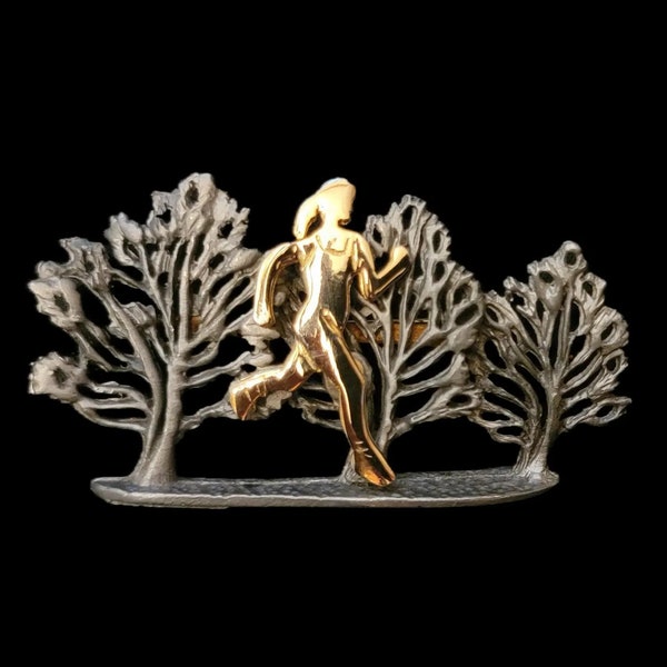 Ultra Signed Tree With Runner Brooch, Brooch, Jewelry, Costume Jewelry, Runner Gift, Estate Sale, Vintage Jewelry, VTG, Ultra, Ultra Brooch