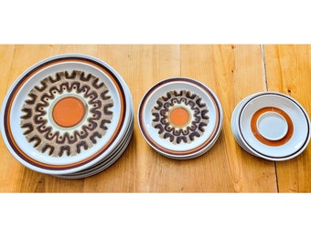Haniwa Stone Aztec Japan Plate, 1970s Dinnerware, Vintage Plates, Vintage Japan, Salad Plates, Dinner Plate, Haniwa Japan, Vintage Stoneware