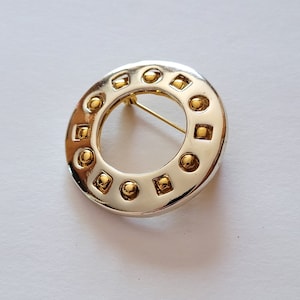 Vintage Mid Century Open Circle Two Tone Brooch by Danecraft, Vintage Brooch, Brooch, Jewelry, Gold Brooch, Danecraft, Vintage Danecraft
