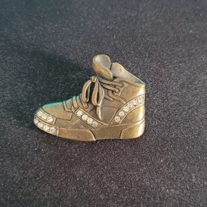 Vintage JJ Signed Pewter Rhinestone Sneaker Brooch, Brooch, Costume Jewelry, Estate Sale, Vintage Jewelry, VTG, Jj Brooch, Pewter Brooch, JJ