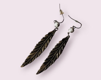 Vintage Feather Hook Earrings, VTG