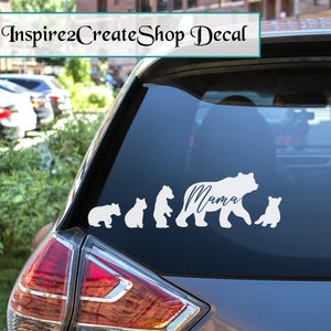 Naklejka Mama Bear & Cubs na pojazd, samochód, furgonetkę, ciężarówkę, SUV, Jeep, laptopa, notatnik, tablet, okno, ścianę, segregator, lustro, personalizacja