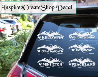 Okanagan Love, British Columbia, Kelowna, Vernon, Penticton, Peachland, Decal, Sticker, for Laptop, Truck, SUV, Car, Van, Wall, Window, Book