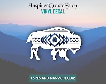 Sticker animal spirituel, bison, buffle et impression tribale aztèque Sticker