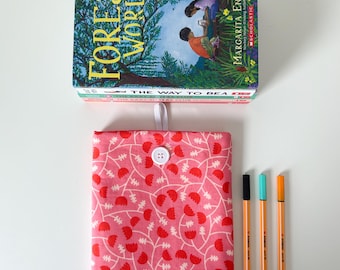 Handmade Padded Book Sleeve: Floral Fabric Book Protector