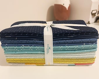 Riley Blake Cotton Fabric Bundle: Navy Gradient Geometric Quilting Yards