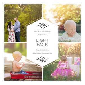 Light Pack 1 Digital Photography Overlays 100+ Rays Leaks Bokeh Haze Glitter Starbursts Sun
