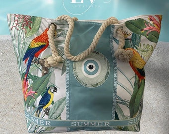 Evil eye Amazonic style tote bag for the beach