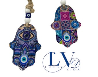 Hamsa Evil Eye Hanging for Protection, Good Luck Charm and Prosperity at Office and Home
