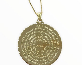 PENDANT OUR FATHER 18k gold plated free necklace 18"