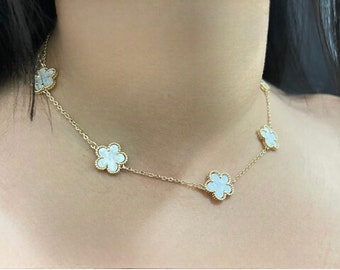 Clover chain  chain 16" with extension 18k gold plated