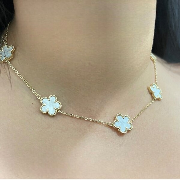 Clover chain  chain 16" with extension 18k gold plated