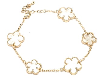 Clover bracelet chain 6.5" with extension 18k gold plated