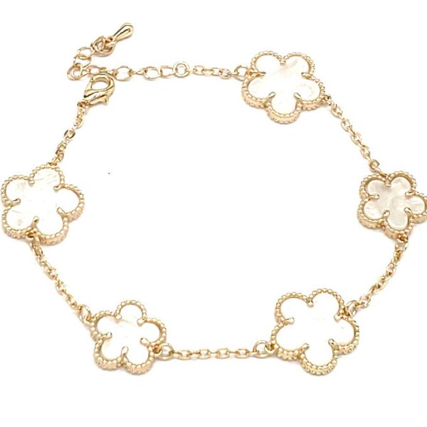 Clover bracelet chain 6.5" with extension 18k gold plated