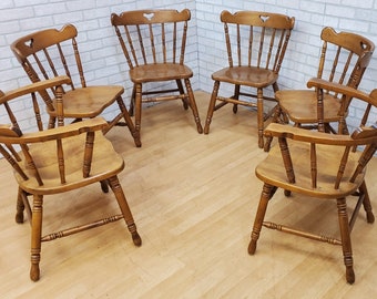 Vintage Colonial Style Maple Dining Chairs by Tell City Furniture - Set of 6