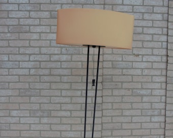 Mid Century Modern Black Iron Floor Lamp with Shade