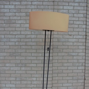 Lampadaire moderne Mid-Century en fer noir avec abat-jour