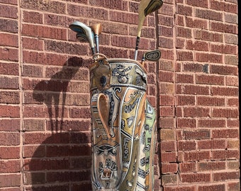 Painted Ajay Designer Golf Bag & Four Painted Golf Clubs signed by Artist, Rokoko