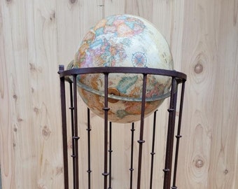 Mid Century Replogle Globe on Metal Floor Stand