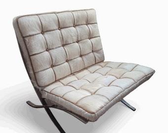 Mid Century Modern Original Mies Van Der Rohe for Knoll Barcelona Chair Custom Upholstered