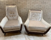 Mid Century Modern Adrian Pearsall His and Hers Lounge Chairs Newly Upholstered - Set of 2