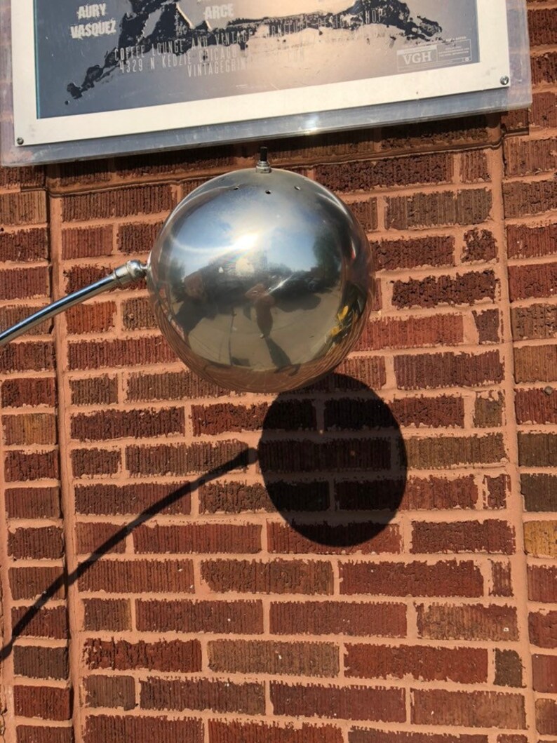 Mid Century Modern Arc Orb Eyeball Silver Metal Floor Lamp Etsy