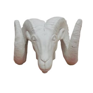 HOLD - Vintage White Rams Head Statue