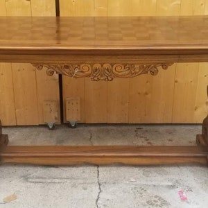 Antieke Italiaanse renaissance revival sierlijke walnoot gesneden console schraagtafel