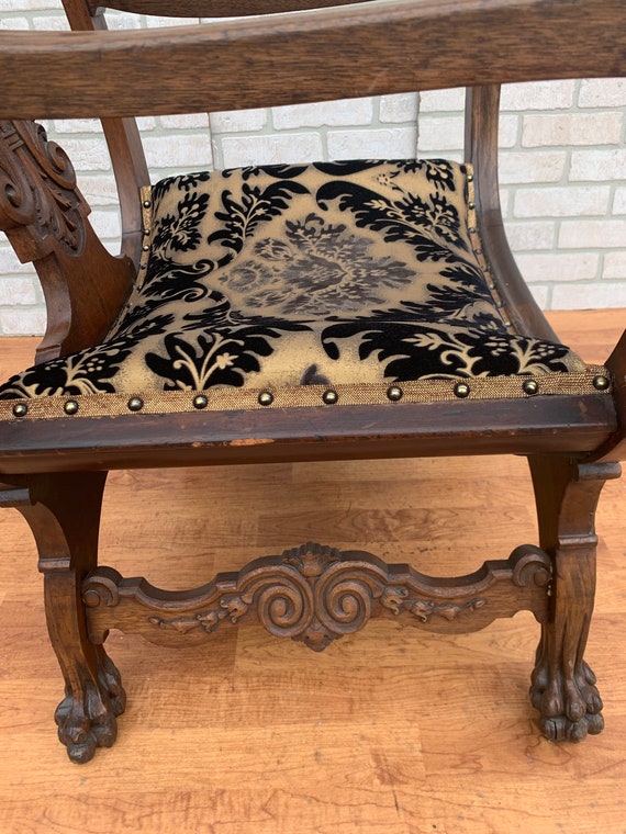 Antique Victorian Ornate Carved Savonarola Throne Chair Newly