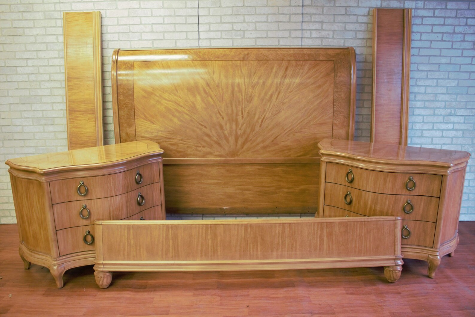 Vintage Bernhard 2 Nightstands and King Sleigh Bed 3 Piece Etsy