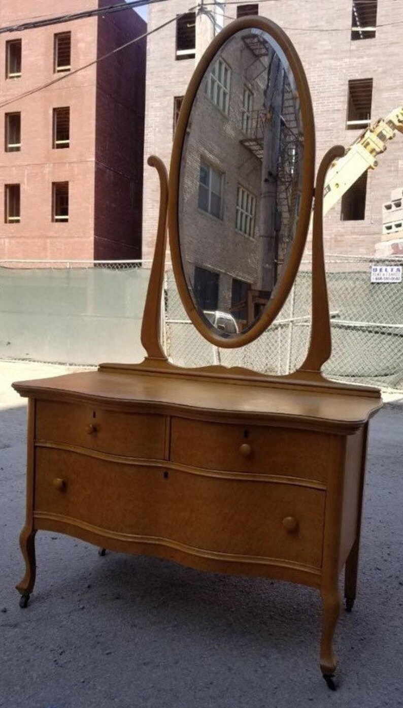 Antique Victorian Burled Wood Princess Dresser With Mirror by Etsy