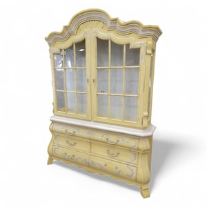 MCM French Country Style Breakfront Display Cabinet by Drexel