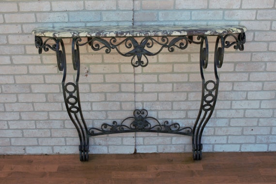 Antique French Victorian Ornate Wrought Iron Base Console - Wrought Iron Sofa Table Base Antique French Victorian Ornate Wrought Iron Base Console - Wrought Iron Sofa Table Base