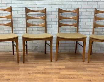 Mid Century Modern Lane Rhythm Walnut Ladder Back Side Chairs - Set of 4