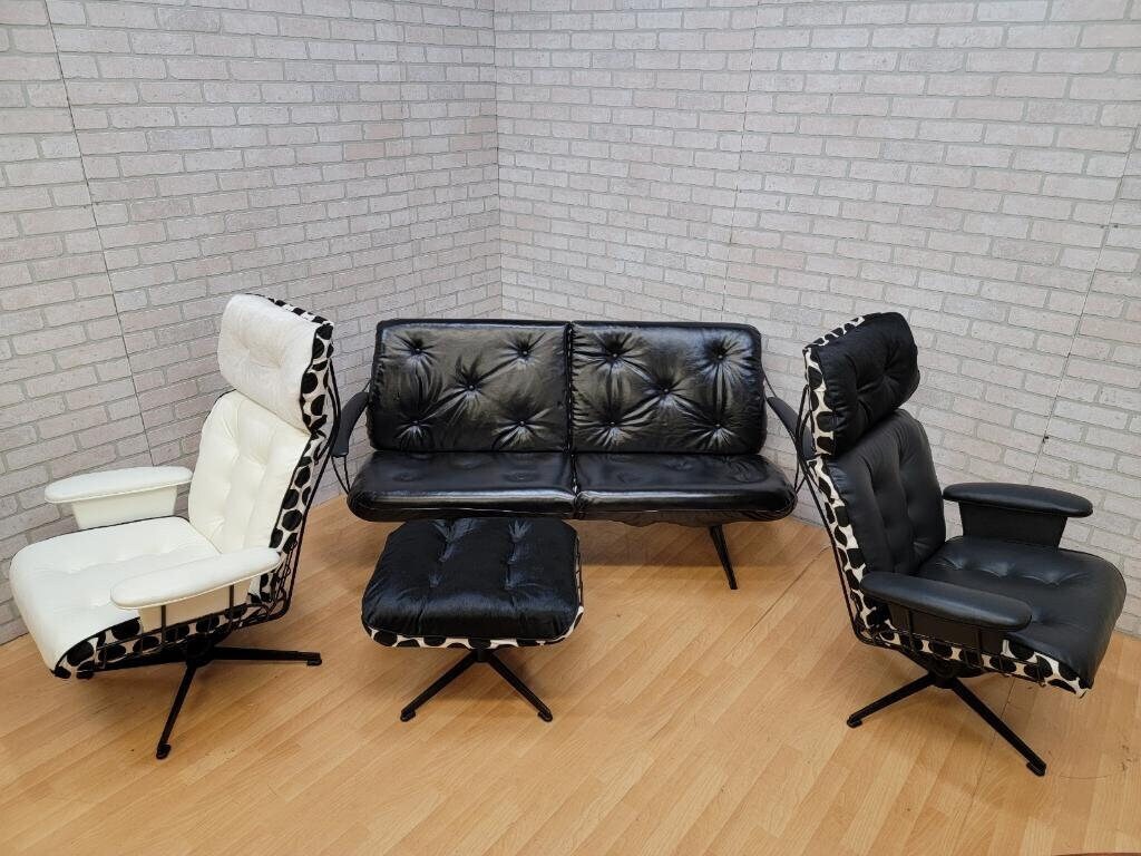 Mid Century Modern Homecrest Indoor outdoor 2 Lounges Loveseat and Ottoman by Newly Upholstered 4 Piece Set Etsy UK