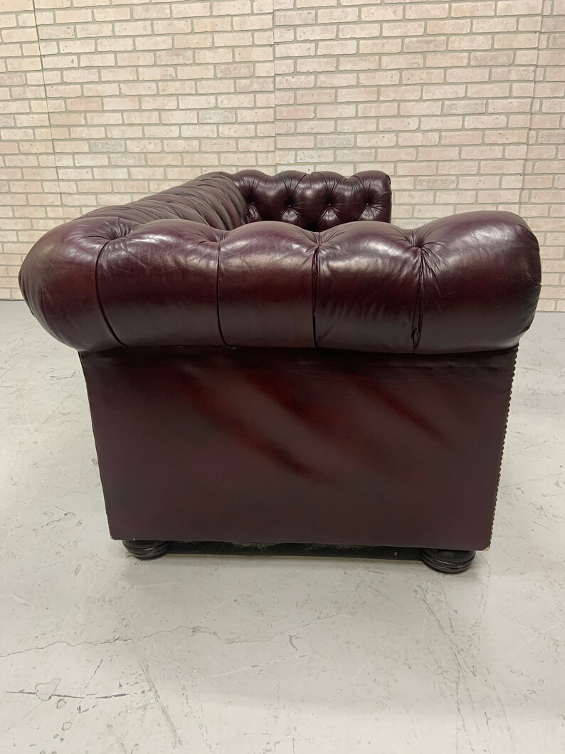 Hancock and Moore Chesterfield Tufted Burgundy Leather Sofa Etsy