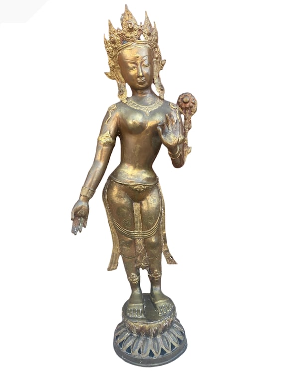 仏像 中国チベット? 真鍮 骨董 仏像 仏教 真鍮 真鍮像 置物
