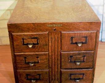 Antique Shaw Walker Library Bureau Filing Cabinet