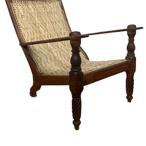 Antique Woven Back British Colonial Plantation Tea Chair