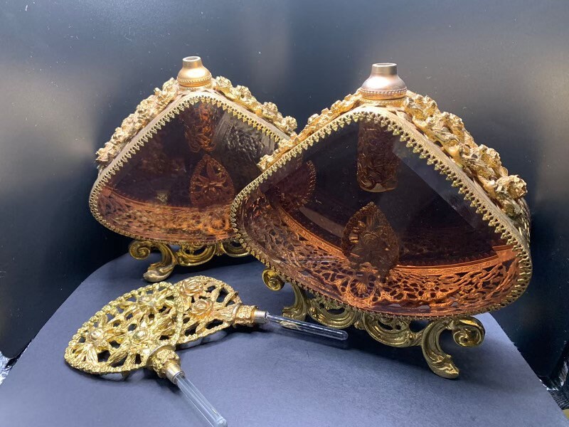 Hollywood Regency Ornate Gold Ormolu Perfume Bottles With - Etsy