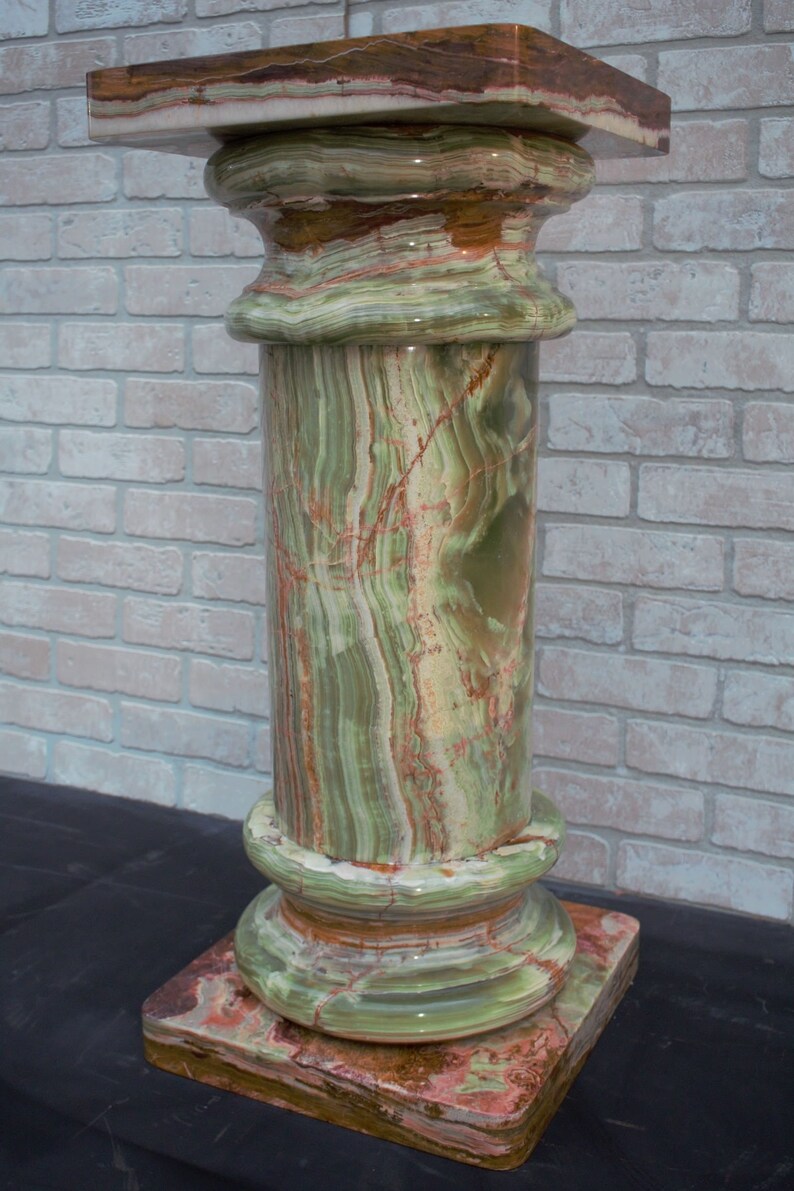 Italian Style Green Onyx Classical Column Pedestal Stand Side Etsy