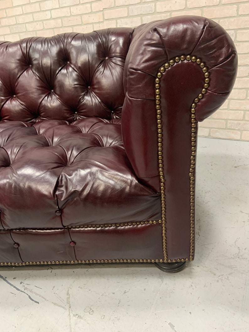 Hancock and Moore Chesterfield Tufted Burgundy Leather Sofa Etsy