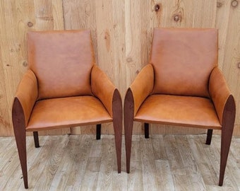 Vintage Art Deco Armchairs by Dakota Jackson in Ke-zu Leather - Pair