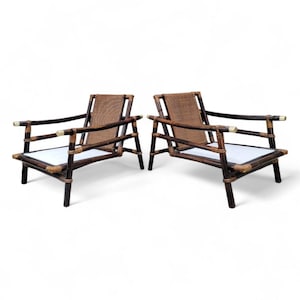 ヴィンテージ ジョン・ウィスナー フォー・フィックス リードパゴダ バンブーラタン ラウンジチェア - 2脚セット